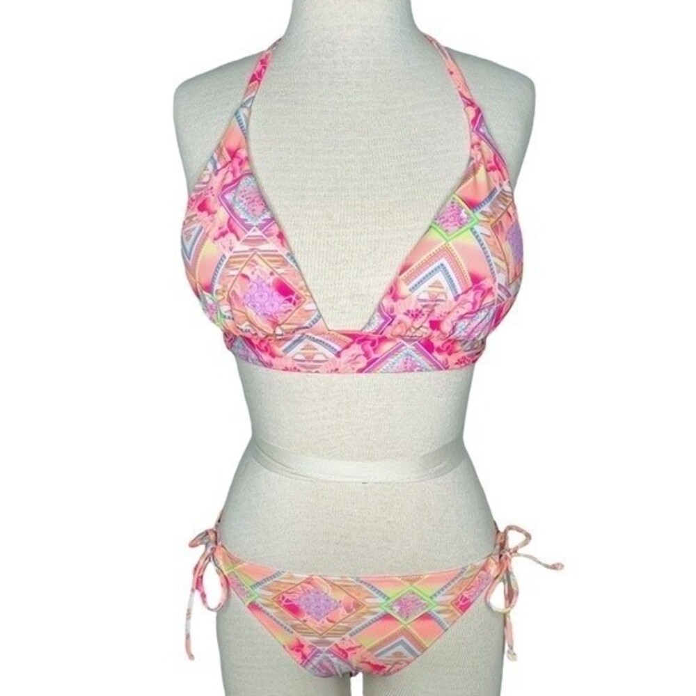 Victoria's Secret Bikini sz S * Push-Up Triangle Halter Top & Side Tie Bottom